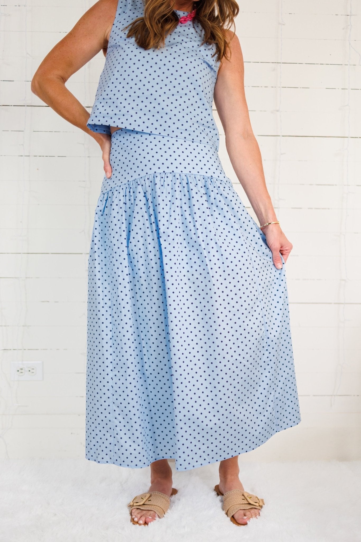 Aaron Sky + Navy Dot Yoke Skirt