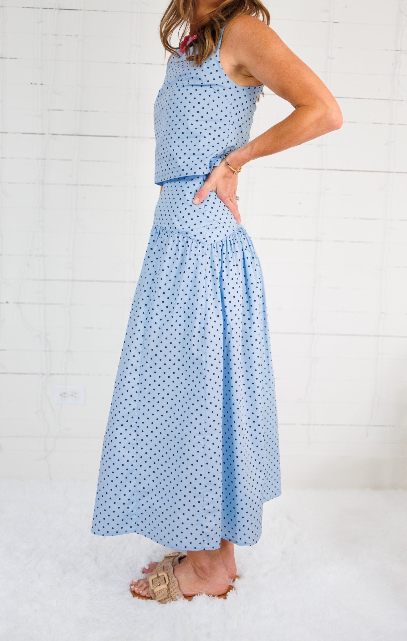 Aaron Sky + Navy Dot Yoke Skirt