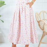 Abby Baby Pink Polka Dot Pleated Skirt Aureum
