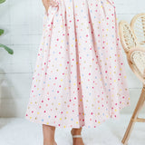Abby Baby Pink Polka Dot Pleated Skirt Aureum