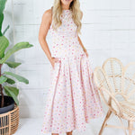 Abby Baby Pink Polka Dot Pleated Skirt Aureum