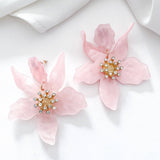 Romantic Pink Statement Flower Earrings