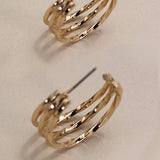 CLASSIC HAMMERED TRIPLE ROW HOOP EARRINGS