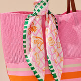 Pink Checkerboard + Orange Spritz Silky Scarf