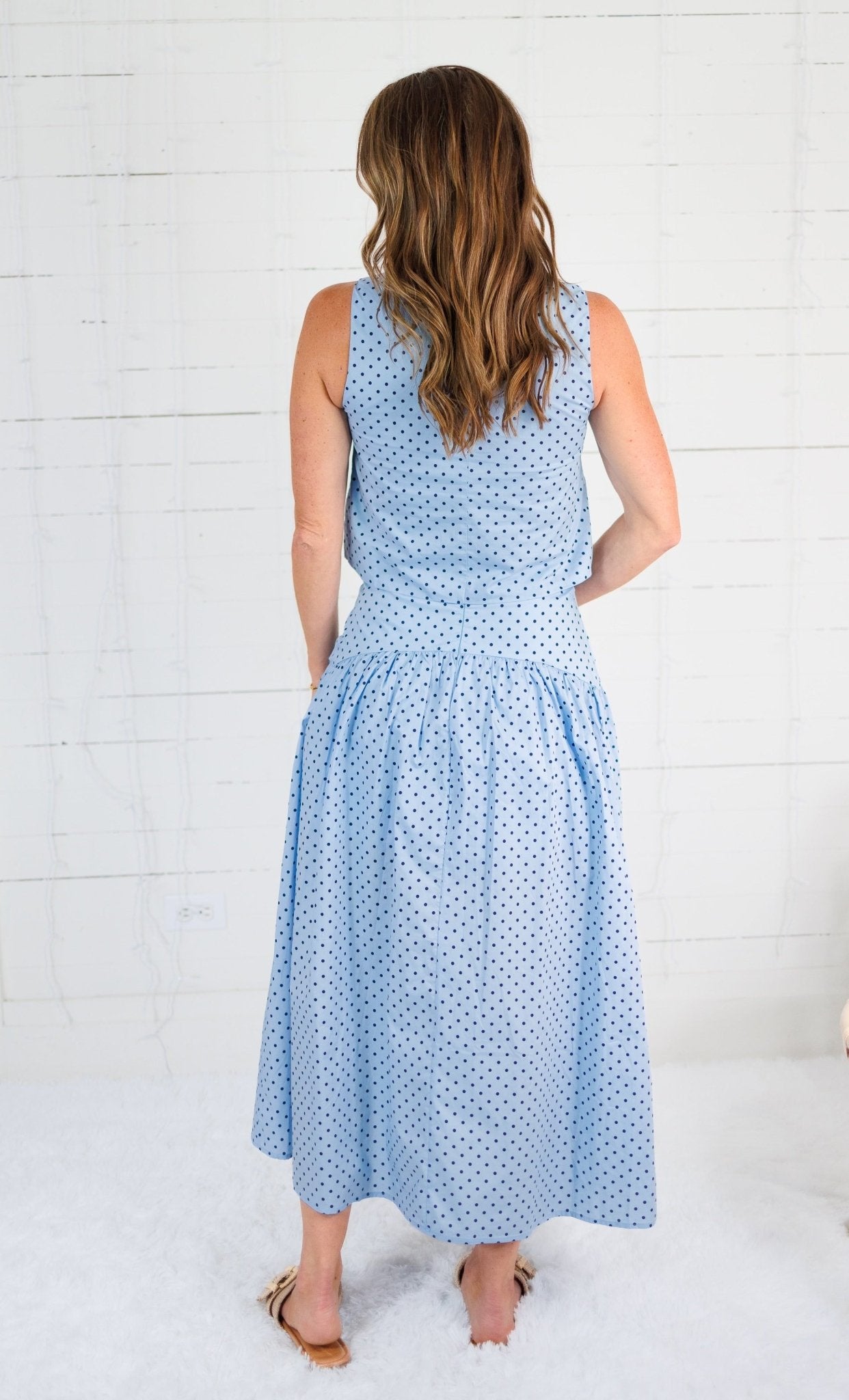 Adelaide Sky + Navy Dot Top