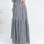Aerin Black Seersucker Gingham Maxi Skirt Adrienne