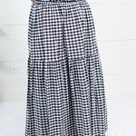 Aerin Black Seersucker Gingham Maxi Skirt Adrienne