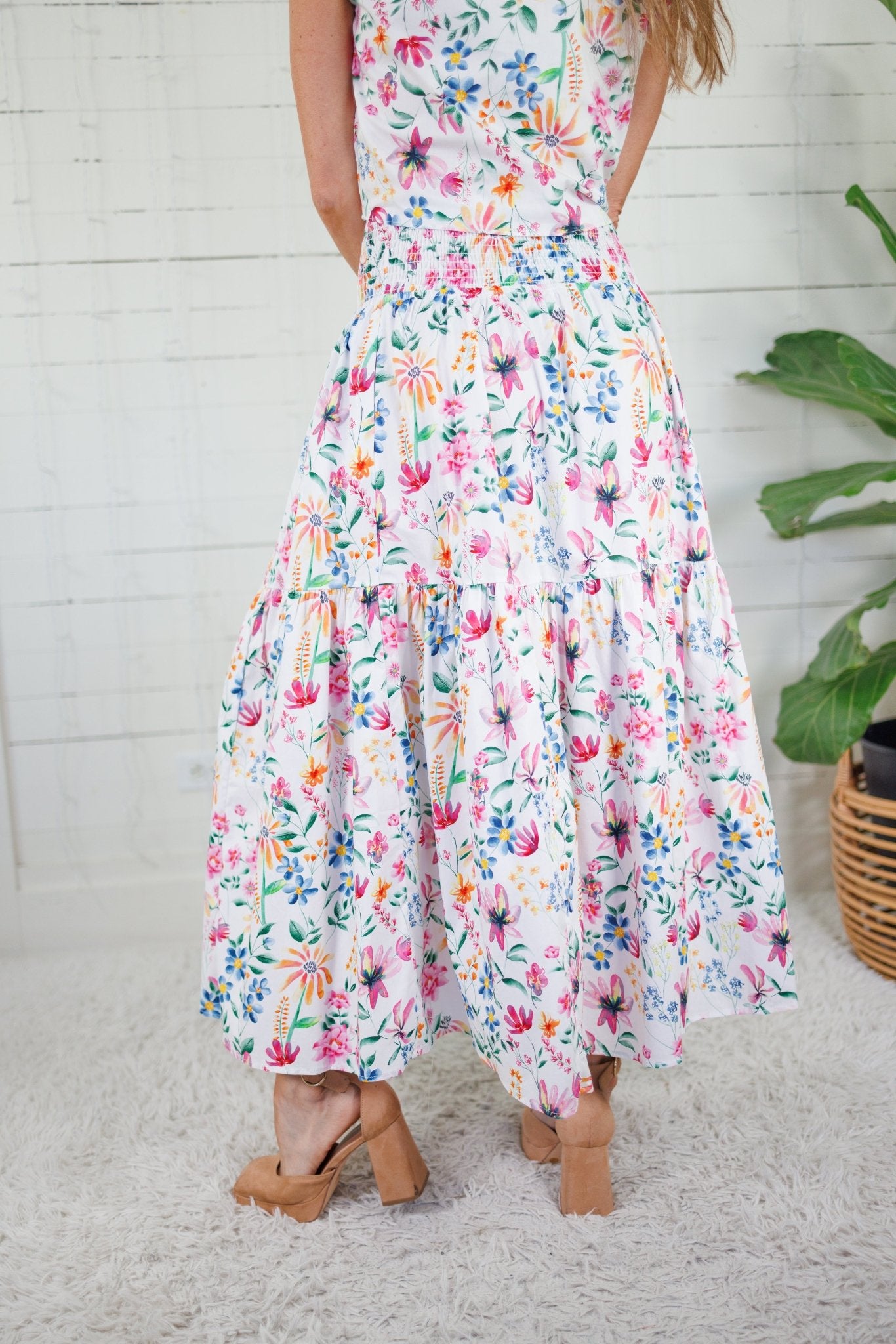 Aerin Garden Rhapsody Smocked Maxi Skirt Adrienne
