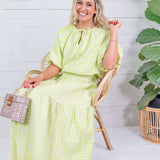 Aerin Limeade Seersucker Gingham Smocked Maxi Skirt Adrienne