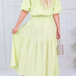 Aerin Limeade Seersucker Gingham Smocked Maxi Skirt Adrienne