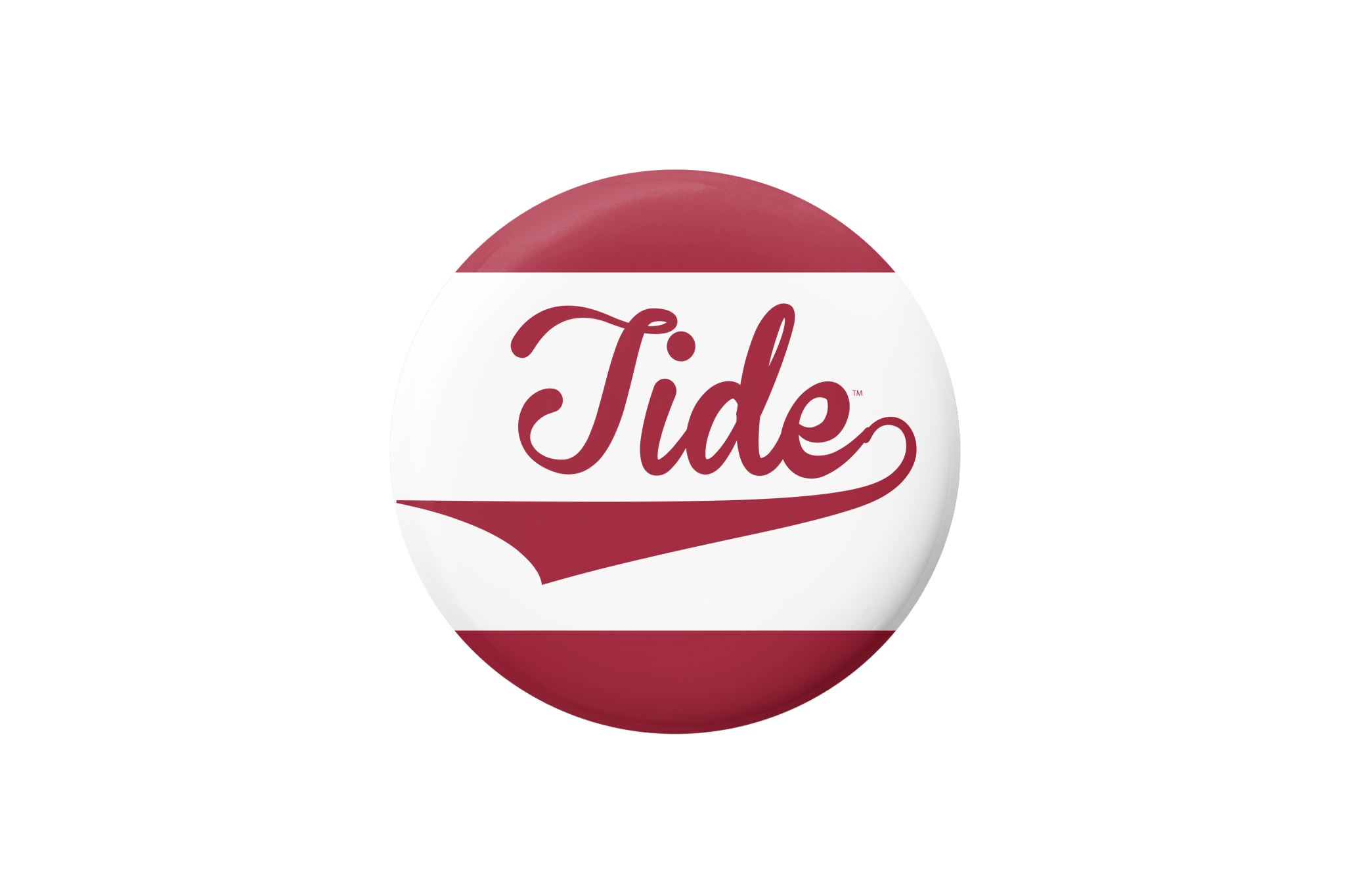 A round button badge featuring the crimson and white Alabama Crimson Tide logo on a plain white background.