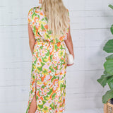 Aldridge Abstract Floral Satin Drape Maxi Dress Karlie