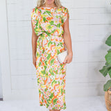 Aldridge Abstract Floral Satin Drape Maxi Dress Karlie