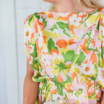 Aldridge Abstract Floral Satin Drape Maxi Dress Karlie