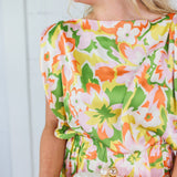 Aldridge Abstract Floral Satin Drape Maxi Dress Karlie