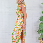 Aldridge Abstract Floral Satin Drape Maxi Dress Karlie