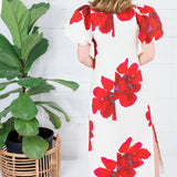 Alexandria Red Flower Maxi Dress Glam