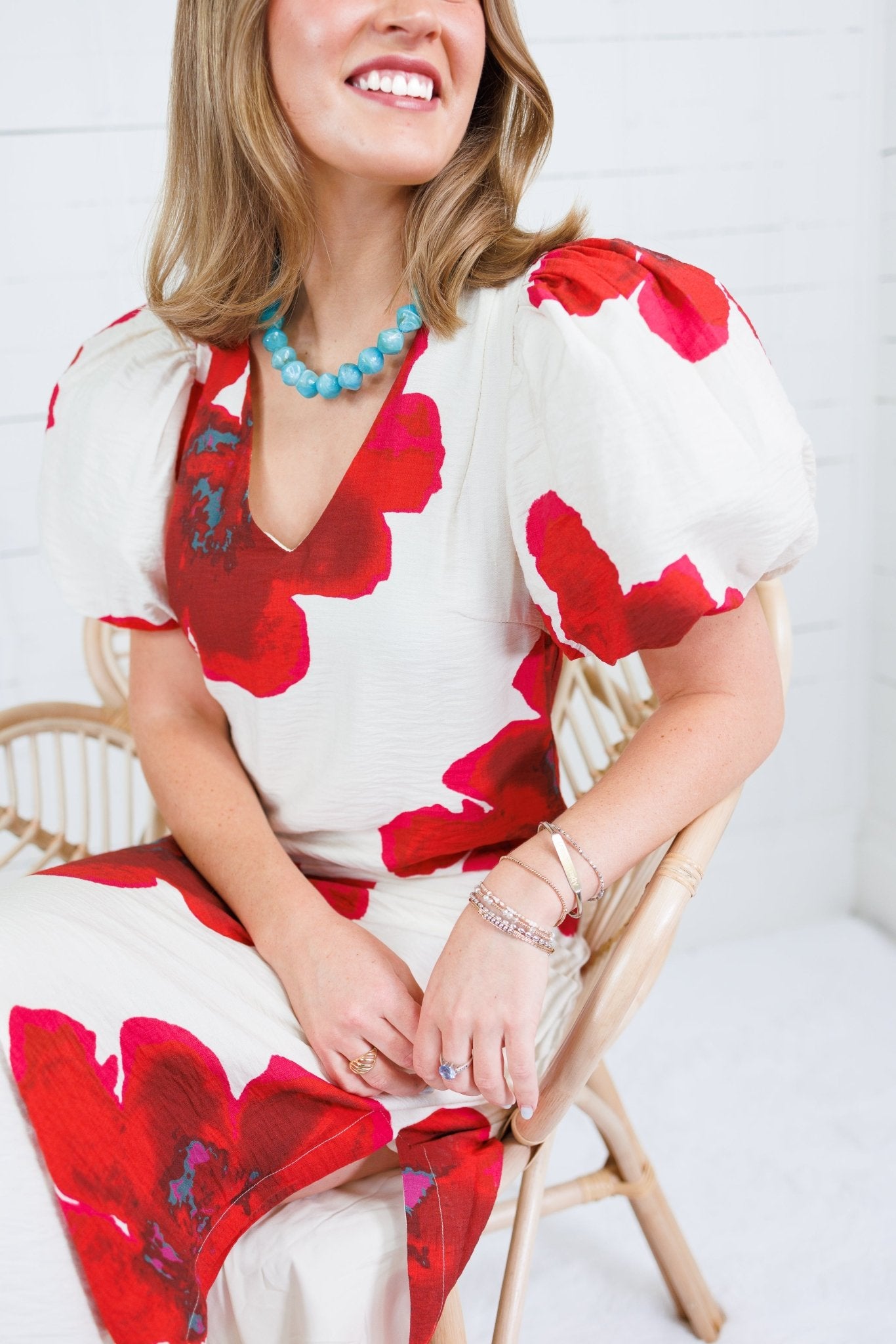 Alexandria Red Flower Maxi Dress Glam