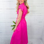 Alexis Flamingo Pink Zip Front Maxi Dress Entro