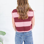 Allegiance Burgundy + Rose Striped Sweater Entro