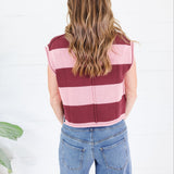 Allegiance Burgundy + Rose Striped Sweater Entro