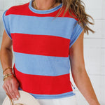 Allegiance Red + Sky Striped Sweater Entro
