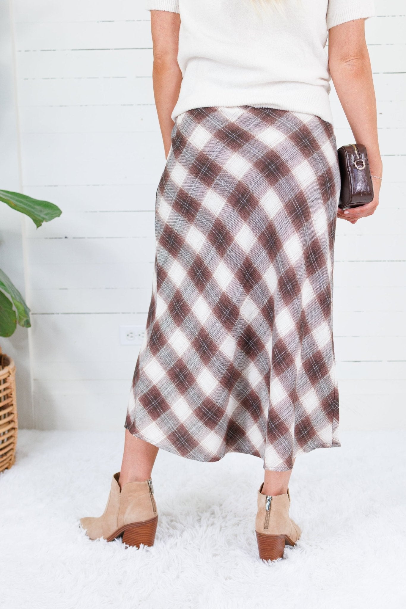 Amanda Brown Plaid A-Line Midi Skirt Be Cool