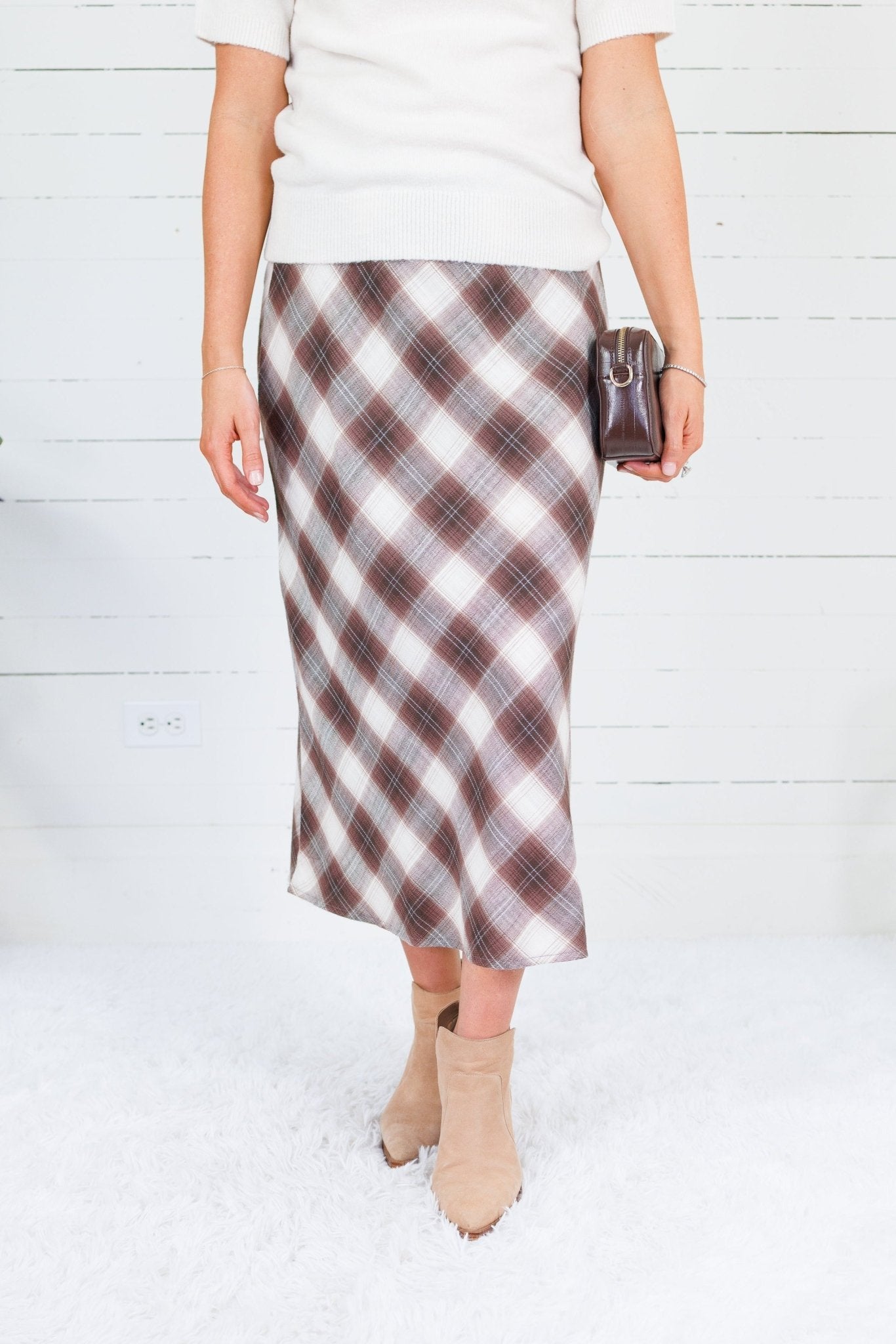 Amanda Brown Plaid A-Line Midi Skirt Be Cool