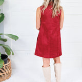 Amanda Faux Suede Merlot Dress Lucy Paris