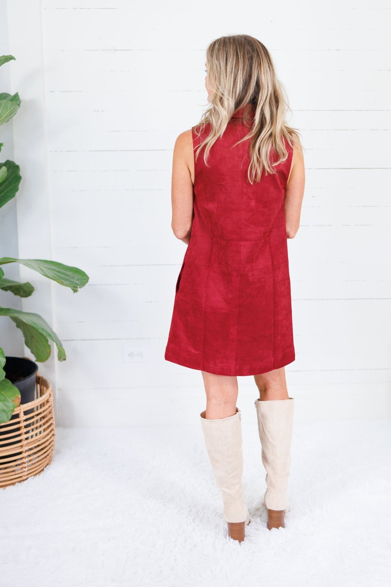 Amanda Faux Suede Merlot Dress Lucy Paris