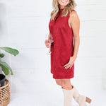 Amanda Faux Suede Merlot Dress Lucy Paris