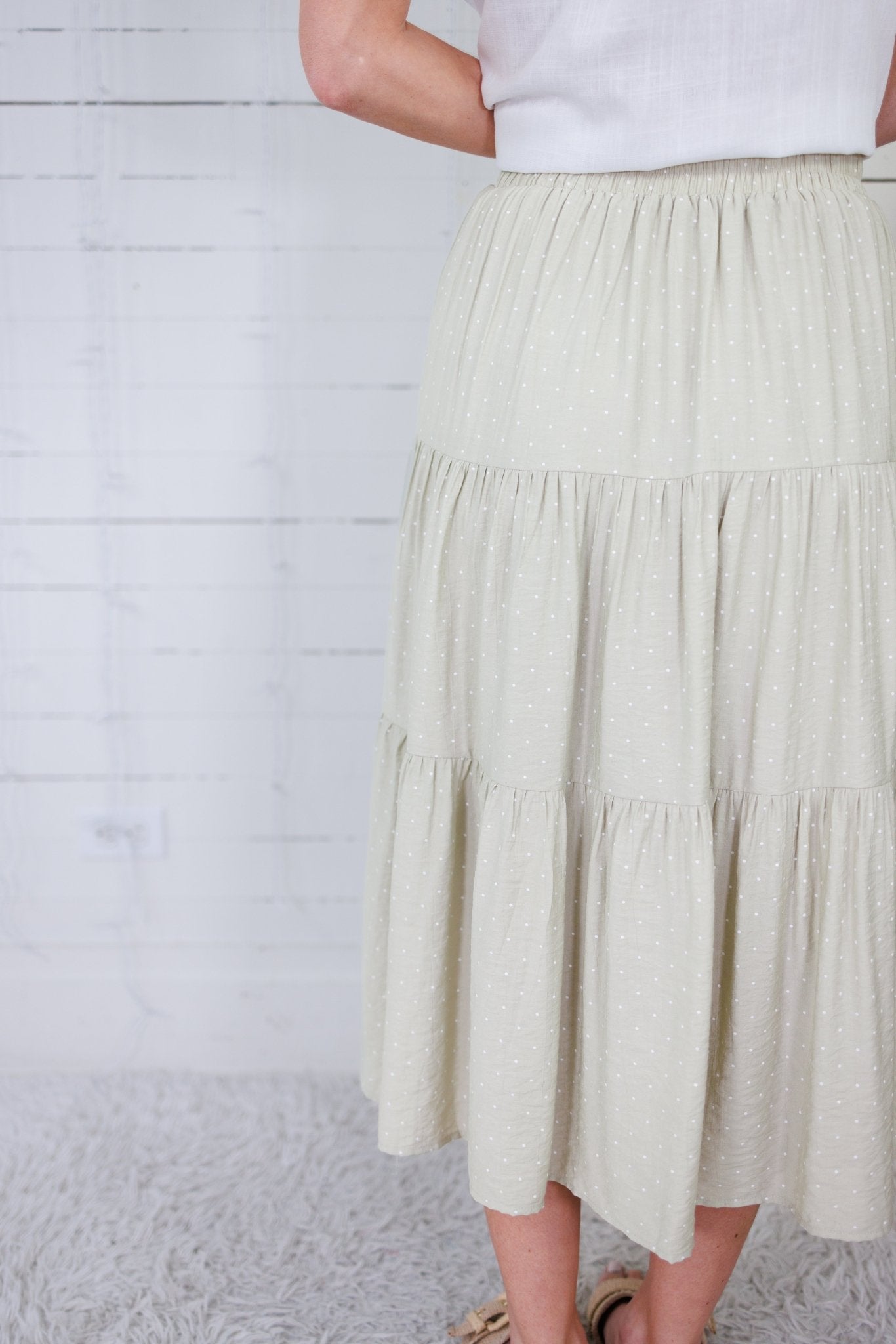 Amanda Sage Polka Dot Tiered Skirt Elle Grey