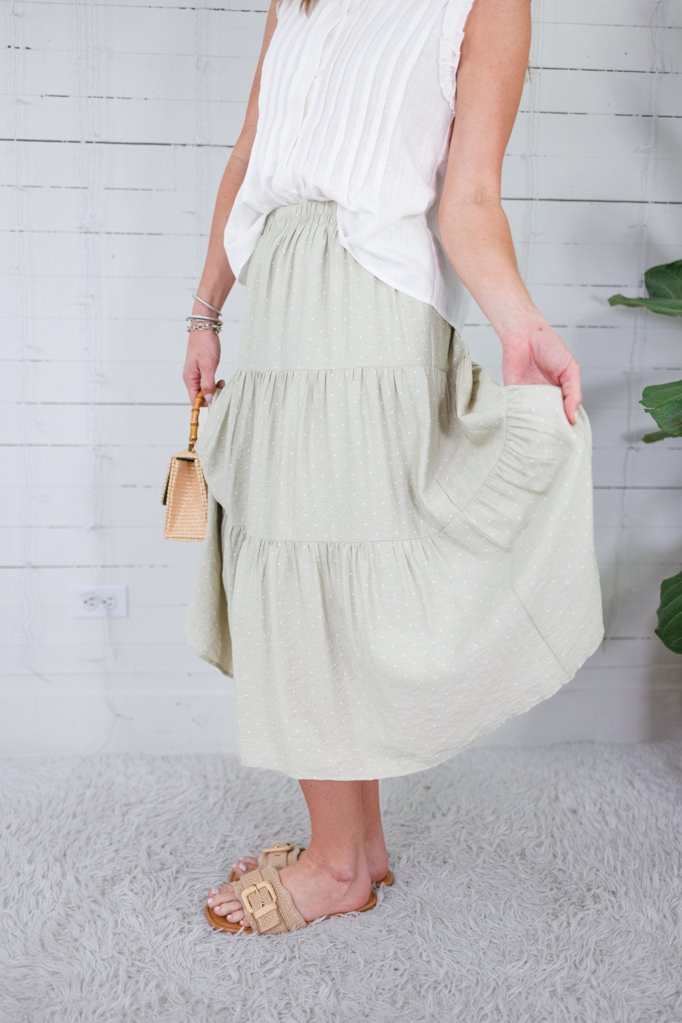 Amanda Sage Polka Dot Tiered Skirt Elle Grey