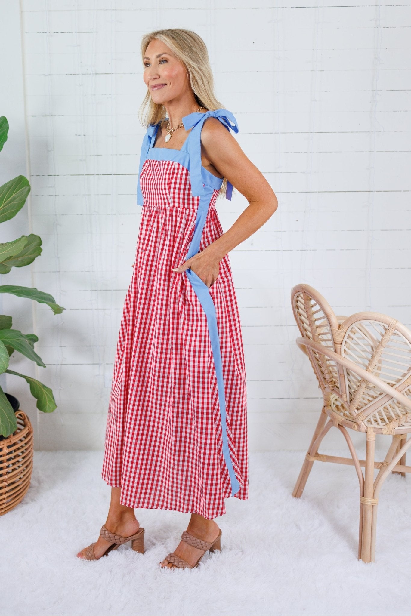 American Girl Red Gingham Maxi Dress Entro