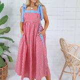 American Girl Red Gingham Maxi Dress Entro