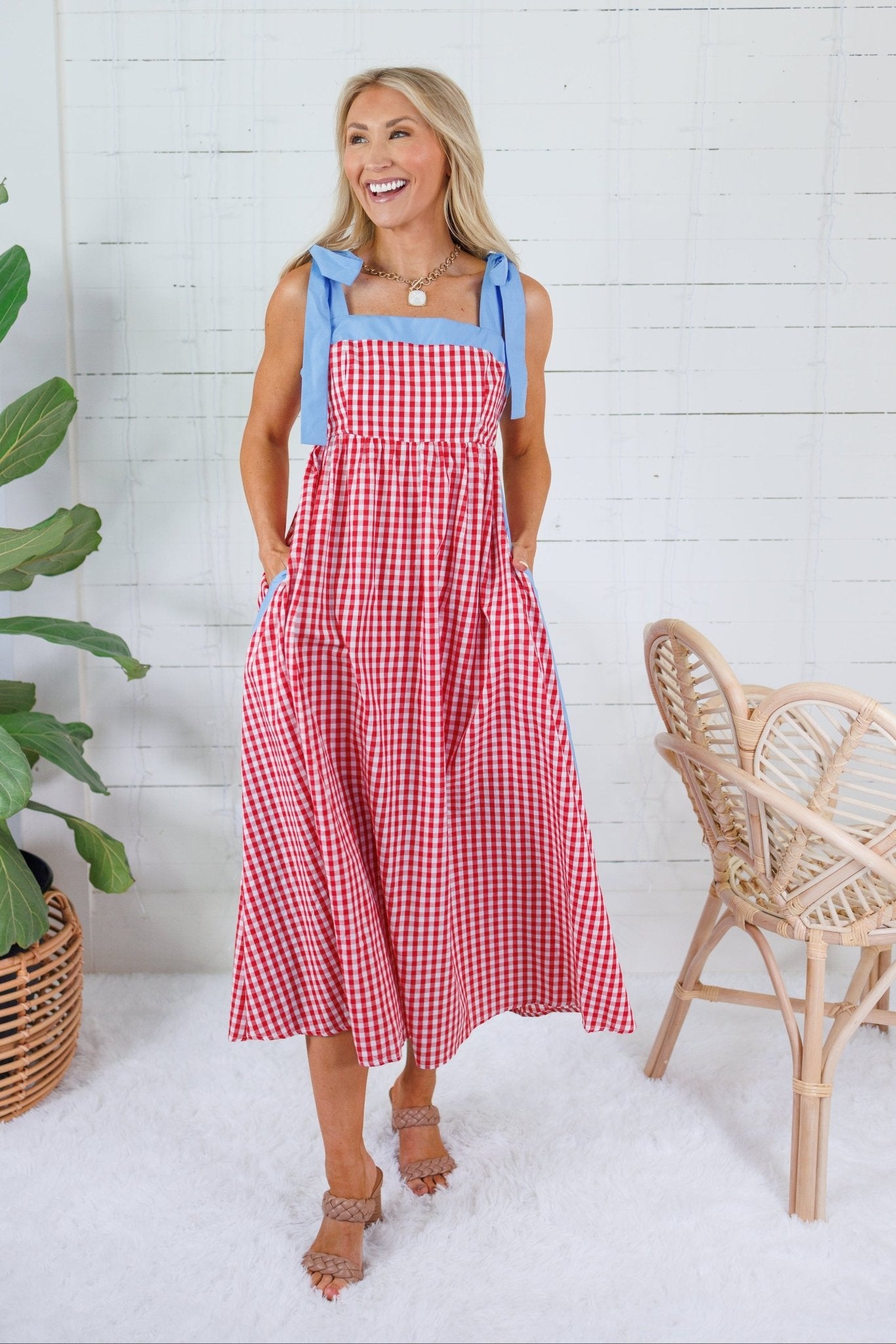 American Girl Red Gingham Maxi Dress Entro