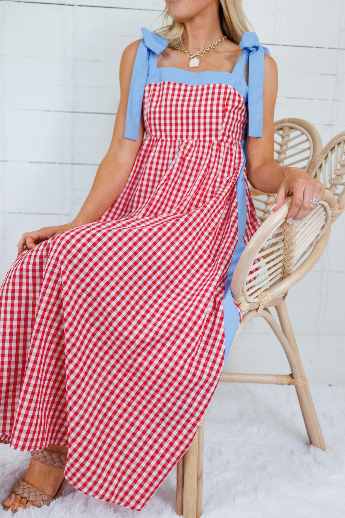 American Girl Red Gingham Maxi Dress Entro