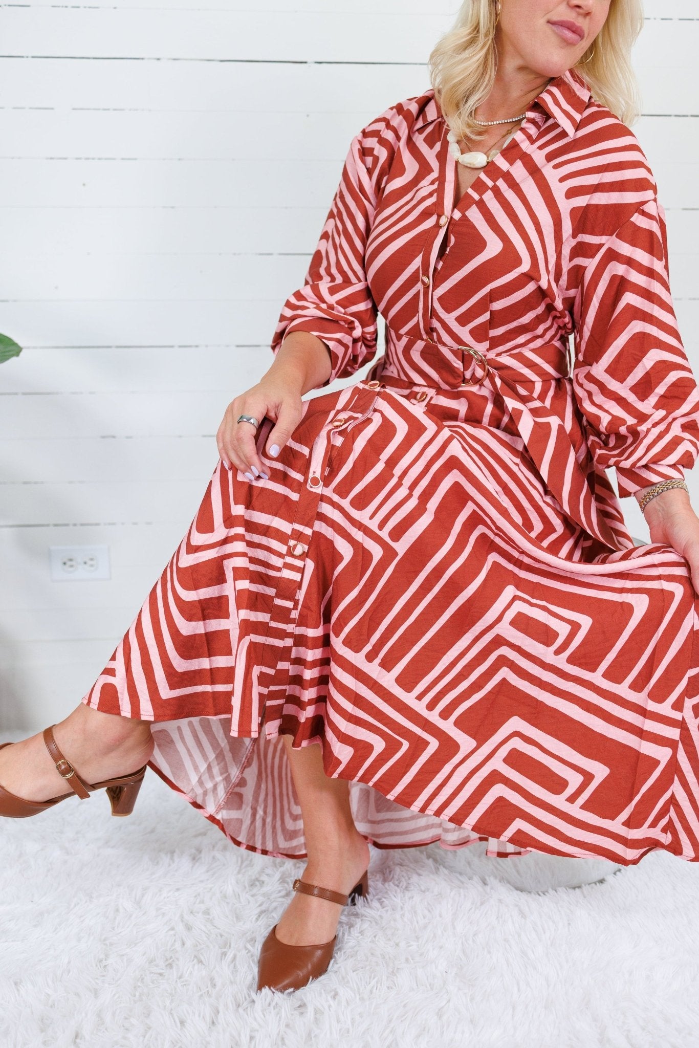 Andie Pink + Rust Shirt Dress Entro
