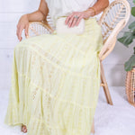 Angie Citron Eyelet Tiered + Smocked Waist Maxi Skirt