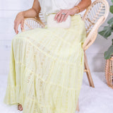Angie Citron Eyelet Tiered + Smocked Waist Maxi Skirt