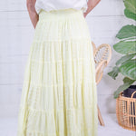 Angie Citron Eyelet Tiered Smocked Waist Maxi Skirt
