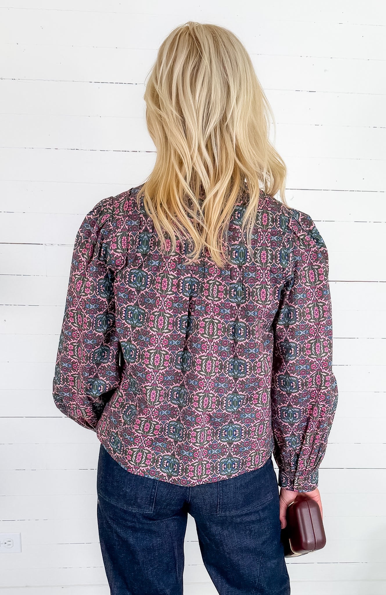 Anna Geometric Floral Top Pinch