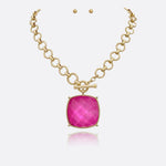 Annie Large Square Stone Pendant Necklace - A3 Accessories - Jewelry - Clover + Bee