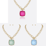 Annie Large Square Stone Pendant Necklace - A3 Accessories - Jewelry - Clover + Bee