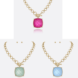 Annie Large Square Stone Pendant Necklace - A3 Accessories - Jewelry - Clover + Bee