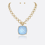 Annie Large Square Stone Pendant Necklace - A3 Accessories - Jewelry - Clover + Bee