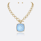 Annie Large Square Stone Pendant Necklace - A3 Accessories - Jewelry - Clover + Bee