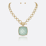 Annie Large Square Stone Pendant Necklace - A3 Accessories - Jewelry - Clover + Bee