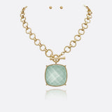 Annie Large Square Stone Pendant Necklace - A3 Accessories - Jewelry - Clover + Bee
