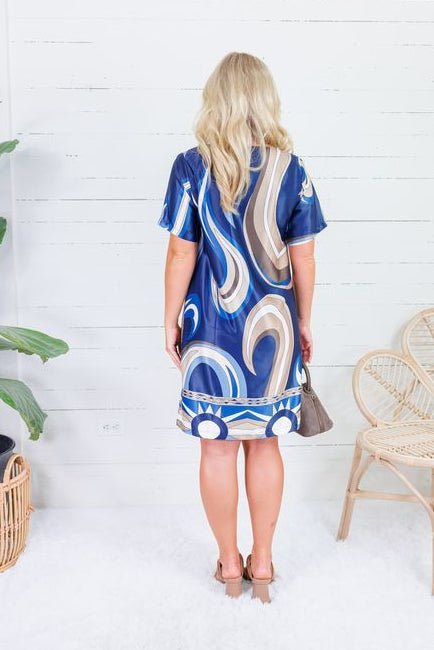 Athena Navy Swirl Mini Dress